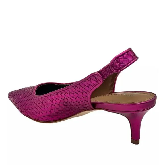 NEW Donald Pliner Olympia Sling Back Kitten Heel Pumps in Fuchsia Sz. 6 - Picture 4 of 11